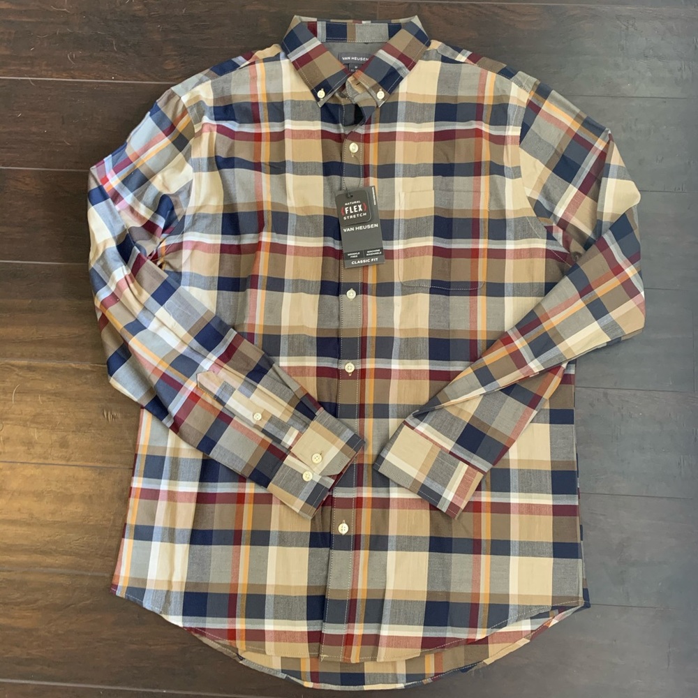 Van Heusen Multi-Colored Plaid Button Down Shirt